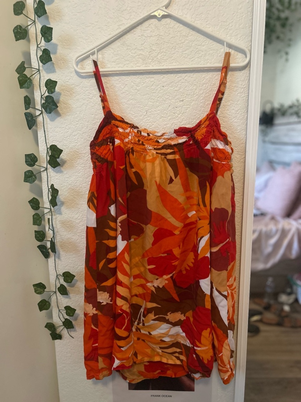 Tropical Floral Summer Dress in Orange & Red